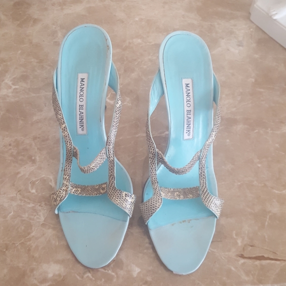 Manolo Blahnik Shoes - Manolo Blahnik Python Strappy Heels size 38